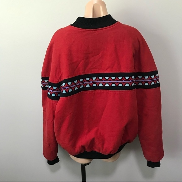 The Wear of the West Western Aztec Coat Red Embroidered Blanket Colorado 90s - Picture 2 of 5
